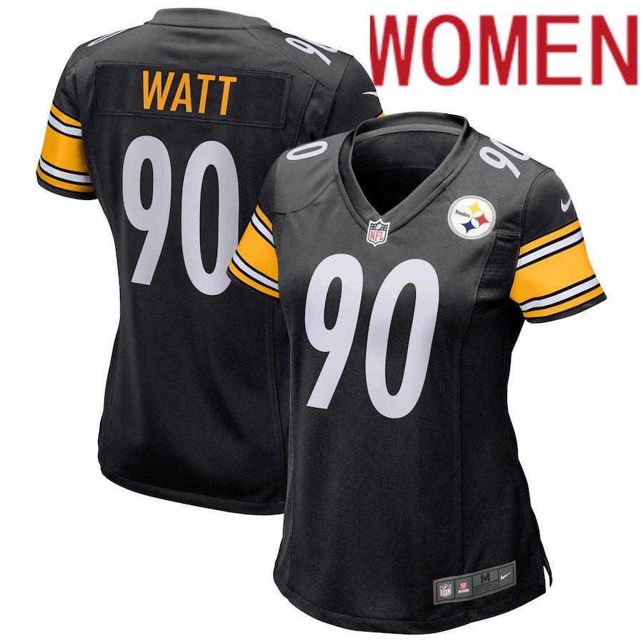 Women Pittsburgh Steelers #90 T.J. Watt Nike Black Game Player NFL Jersey